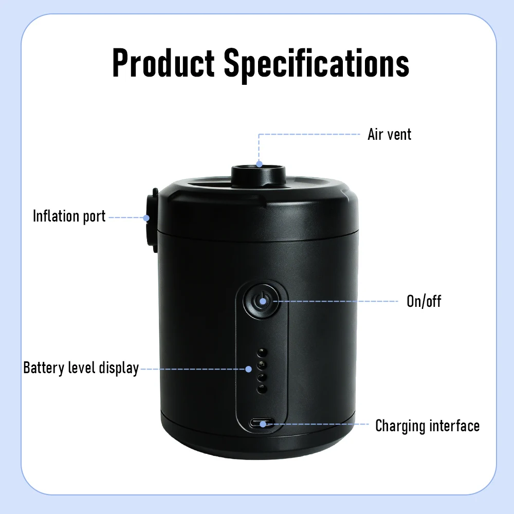 5200mAh Wireless Electric Air Pump Dual Inflate Deflate Mini Inflator For Outdoor Tent Air Bed Swimming Float Inflatable Toys view 5