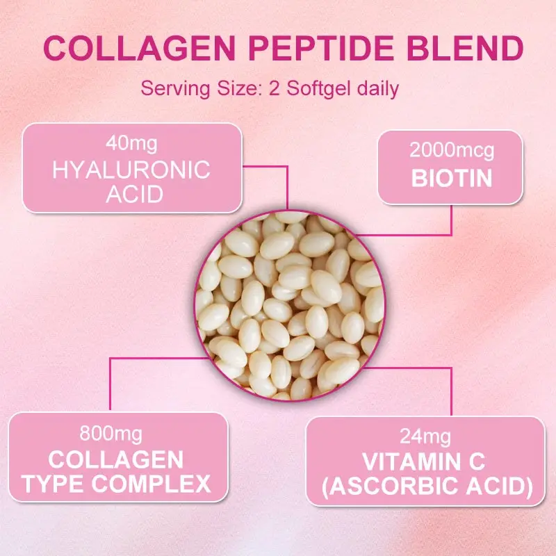 Multi Collagen Pills for Women (Types I II III V X) with Biotin Hyaluronic Acid Magnesium Grape Seed Vitamin A&C Capsules