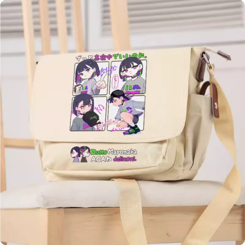 Anime Zutto Mayonakade Iinoni tas selempang tas sekolah kanvas tas selempang Unisex mode tas bahu 2437