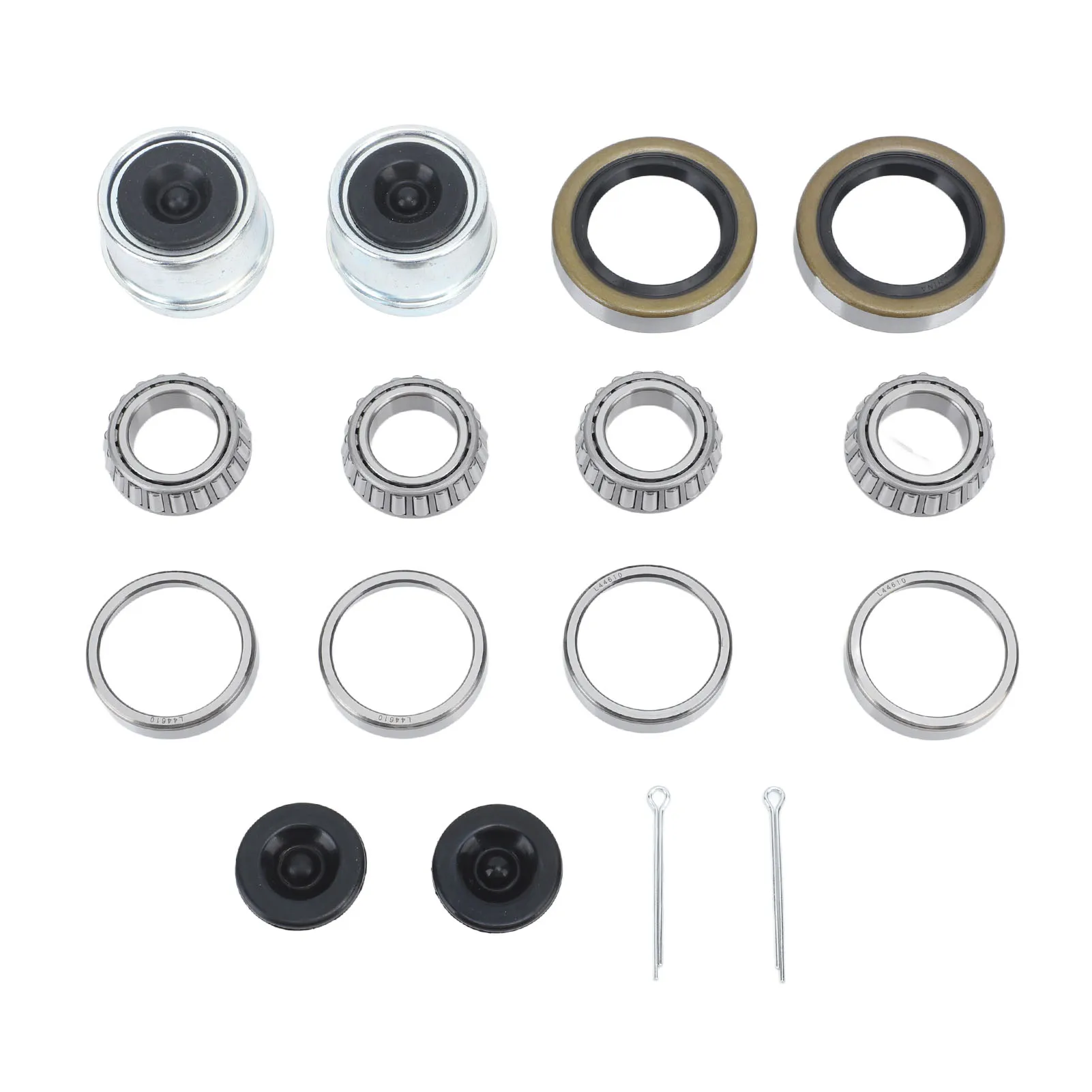

2 Set Trailer Hub Bearing Kit 1.98in Dust Caps Cotter Pins Axles Trailer Wheel Hub Leak Proof for 1‑1/16in 2000 To 2200 Lbs Axle