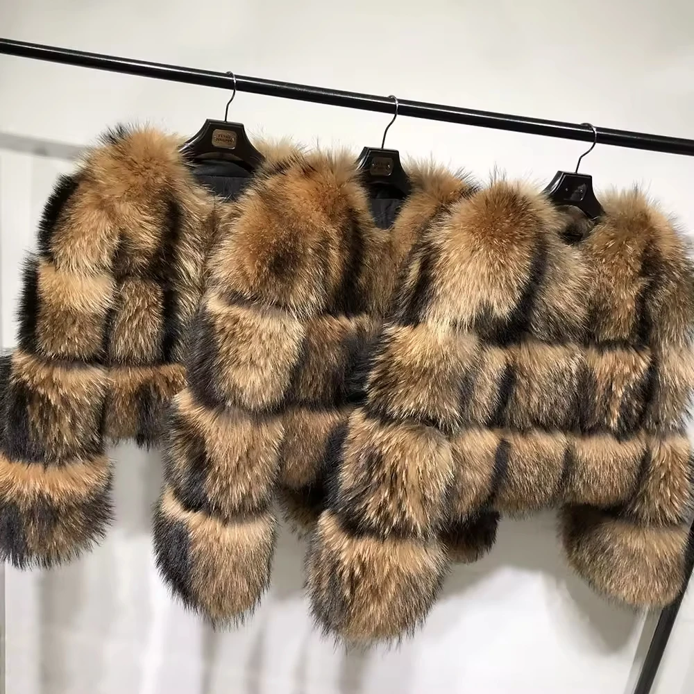 QUEENTINA Reale Cappotto di Pelliccia di Procione Inverno Nuovo Outwears Giacca di Moda da Donna Abbigliamento di Alta Qualità Procione Naturale 2025