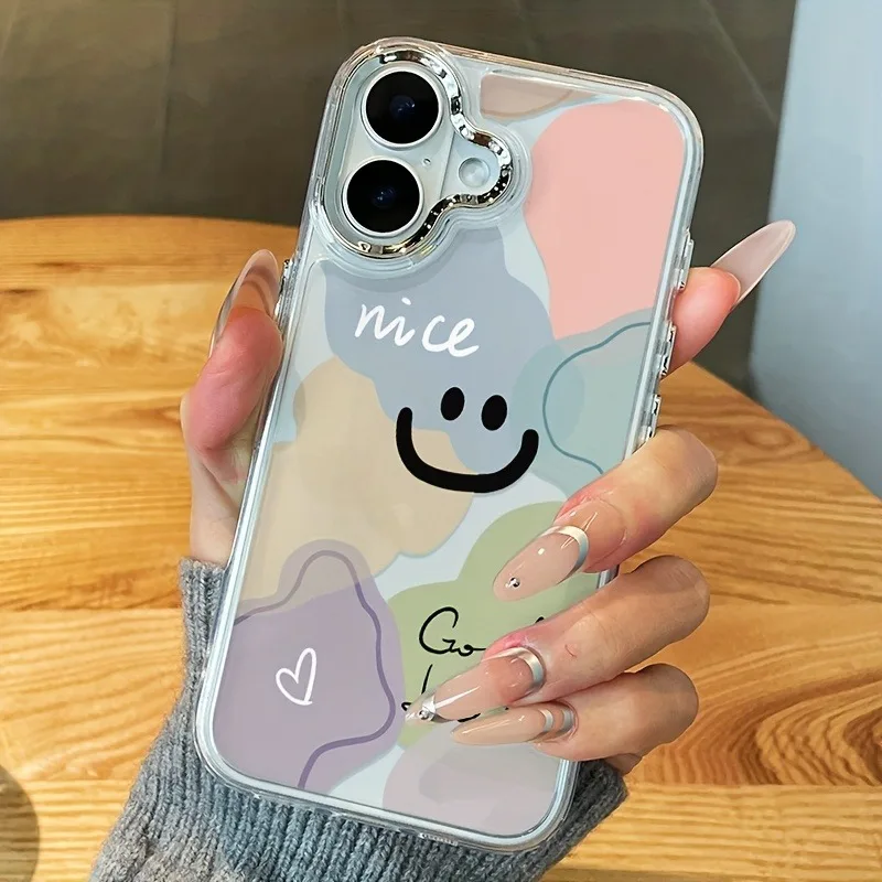 

Smiling Face Color Heart Bow Clear Phone Case For Realme GT 7 Pro 6T 6 C67 C65 C61 C63 C55 C53 C51S 13 12 11 Pro Plus 14 9 Cover
