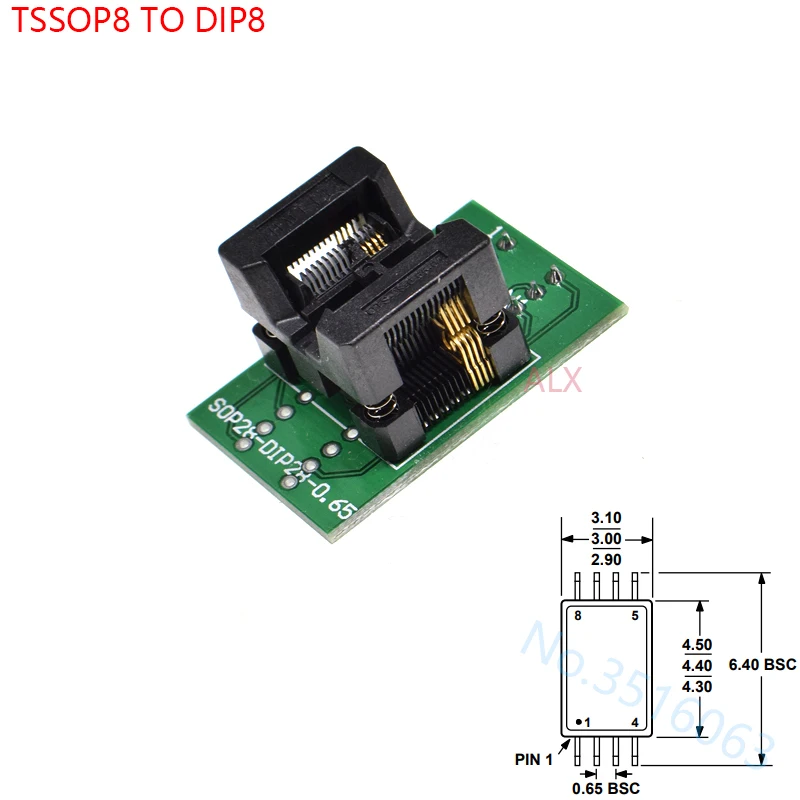 1 szt. Ssop8 Tssop8 do Dip8 gniazdo adaptera programatora Tssop do Dip konwerter układ testowy Ic dla skoku 0,65 mm