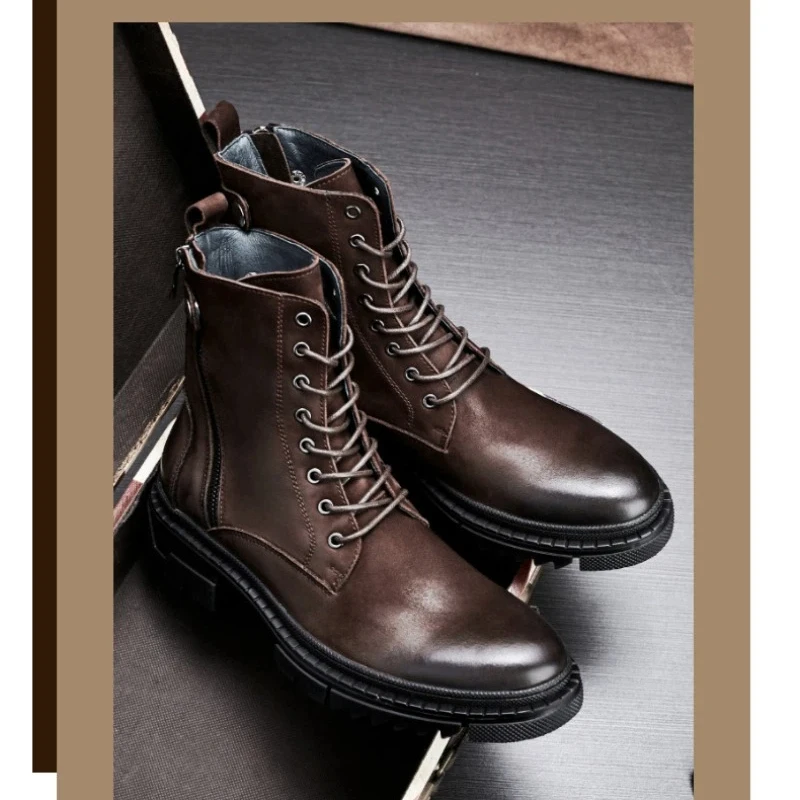 Retro Cow Suede Mens Ankle Boots 2026 Spring Fashion Winter Round Toe Warm Genuine Leather Outdoor Office Social Shoes Male