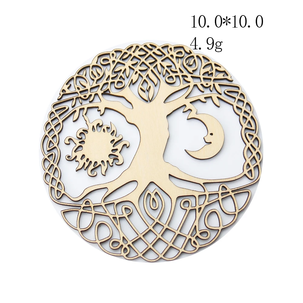 10cm Tree of Life Wall Decor Flower Wooden Metatron Cube David Star Hanging Chakra Meditation Wood Witch Moon Board Craft Stand