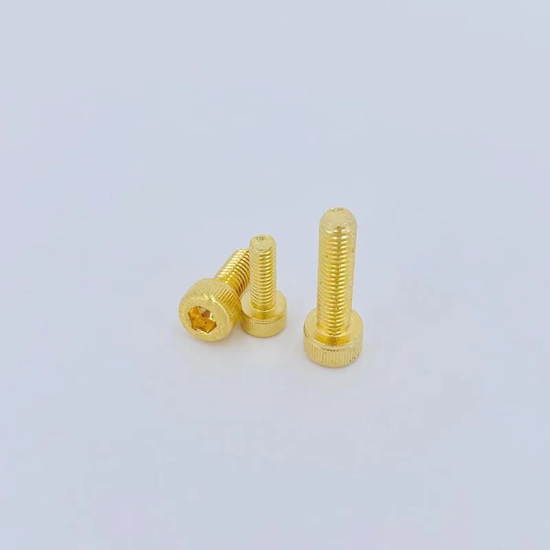 20pcs M2 M2.5 M3 M4 M5 Allen Screw Hex Socket Knurled Cap Cup Head Screw Titanium Gold Plated Bolts Length 4-55mm
