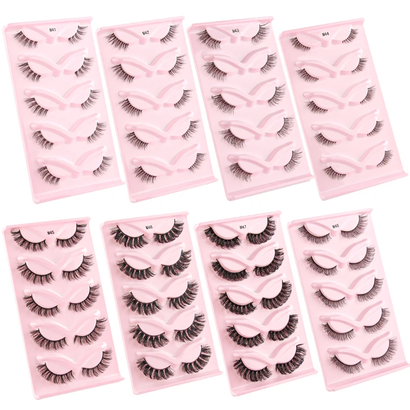 MEISHENJIE Valse Wimpers Cat-Eye Pluizige Faux Nertsen Wimpers 3D Piekerige Wimpers 3/5 Paar Pack Dramatische Zachte Dikke Volume Wimpers