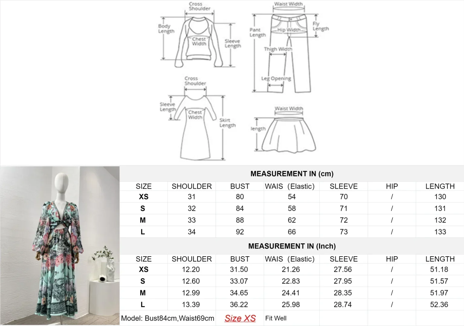 Hoilday-女性のための花柄の長袖ミドル丈ドレス,深いVネック,ダイヤモンドのネクタイ,エレガントなファッション,青,緑,夏