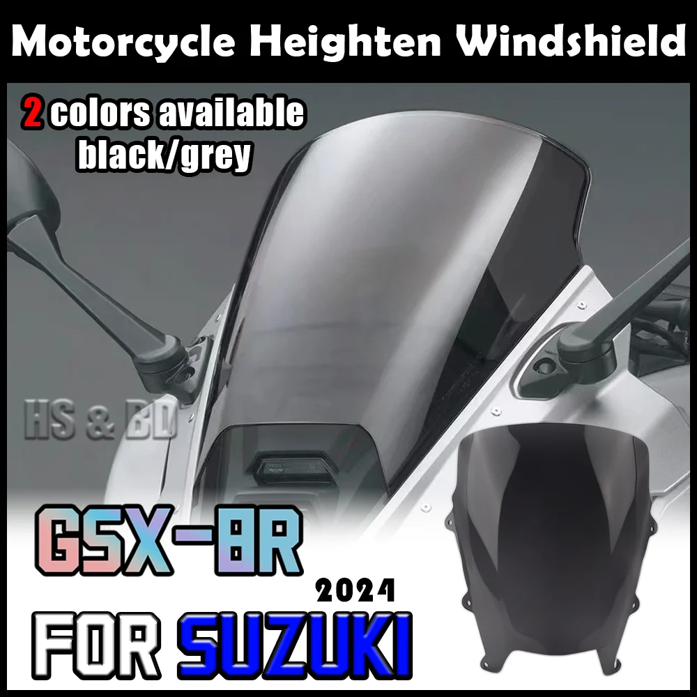 

Motorcycle Windshield For SUZUKI GSX-8R GSX8R 2024 Heighten Windscreen Enlarge Wind Spoiler Cover Fairing Windshield WR S Racing