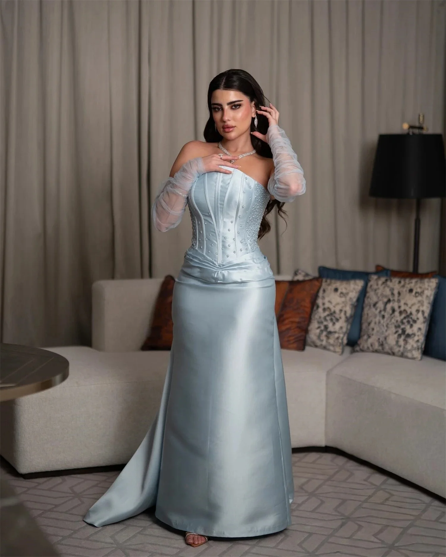 

Жемчуг без бретелек вечерние длинные платья на заказ вечерние платья выпускной пастерль унисекс Джерси ретро Дубай Саудовская Аравия по индивидуальному заказу