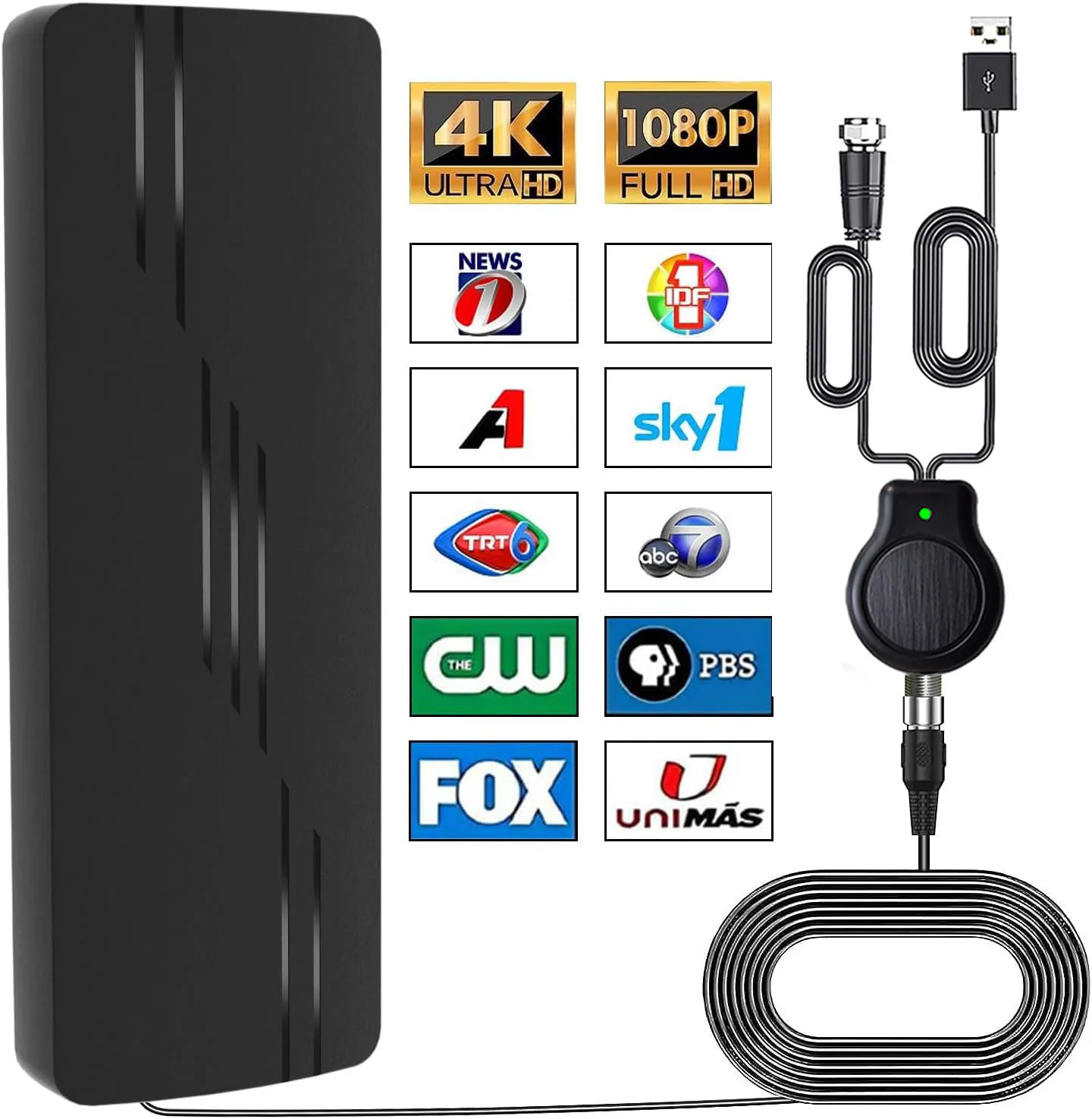 Antena de tv 8k para tv digital global 1080p DVB-T2 impulsionador hd para rv antena de carro ao ar livre interno canal livre tv antena de rádio fm