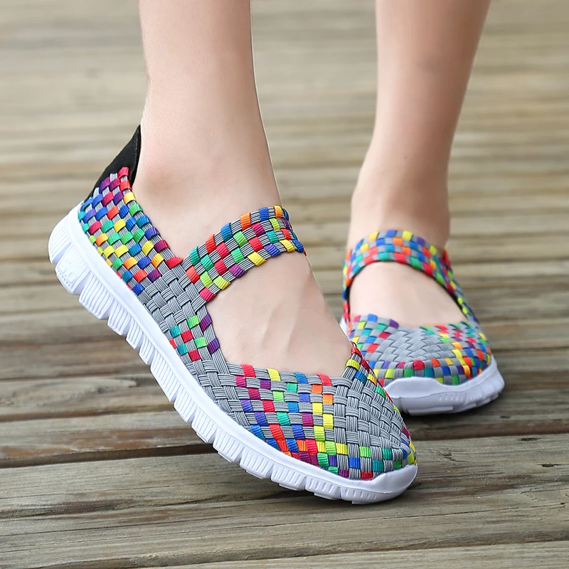 Shoes for Women Summer Weave Breathable handmade Shoes Light Flats Nursing Shoes Woman Sandals Handmade Woven Casual Mother Shoe