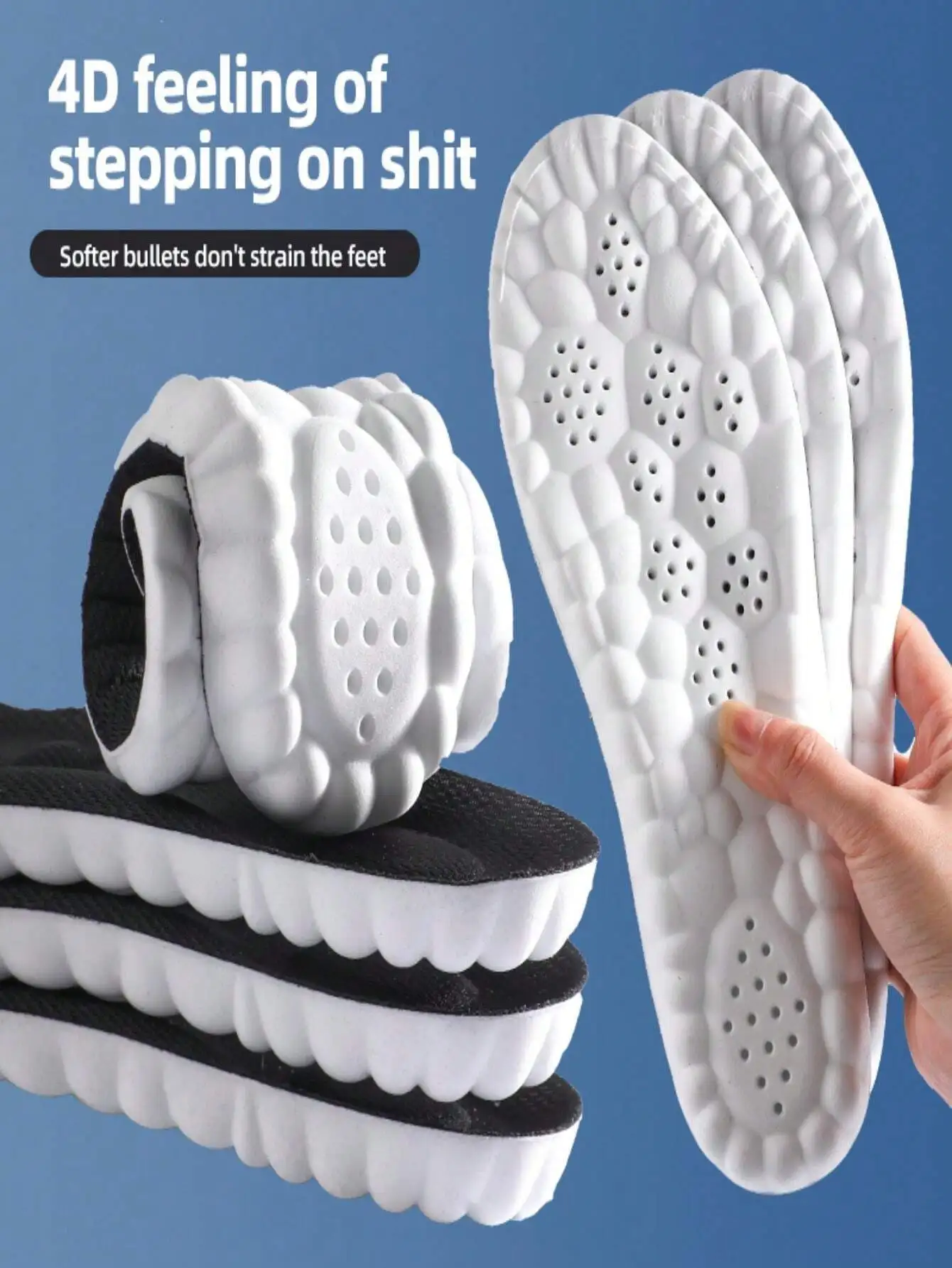 

Спортивные стельки 4d Black Cloud Technology, дышащие и поглощающие пот унисекс, вставка для поддержки свода стопы босиком, амортизация и