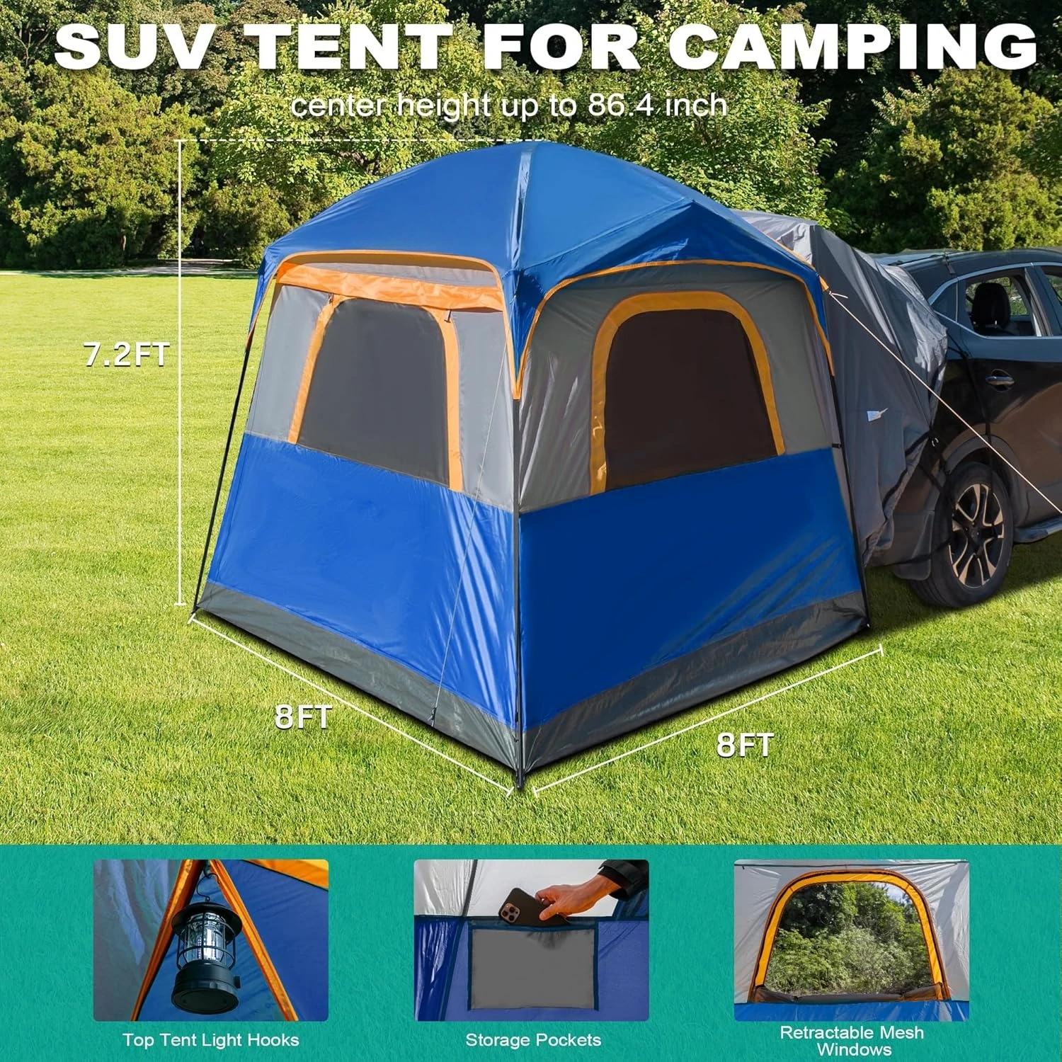 

Палатка внедорожника для кемпинга, водонепроницаемая, полиуретан 2000 мм, подходит для 5-8 человек, благоприятный двухслойный дизайн, в комплект входит Rainfly - прямые продажи с фабрики