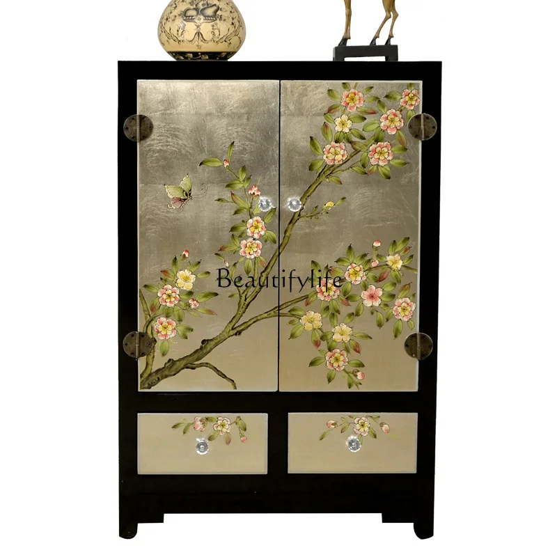 

New Chinese-style entrance cabinet, door entry, screen partition, foyer storage, decoration, living room painted light luxury