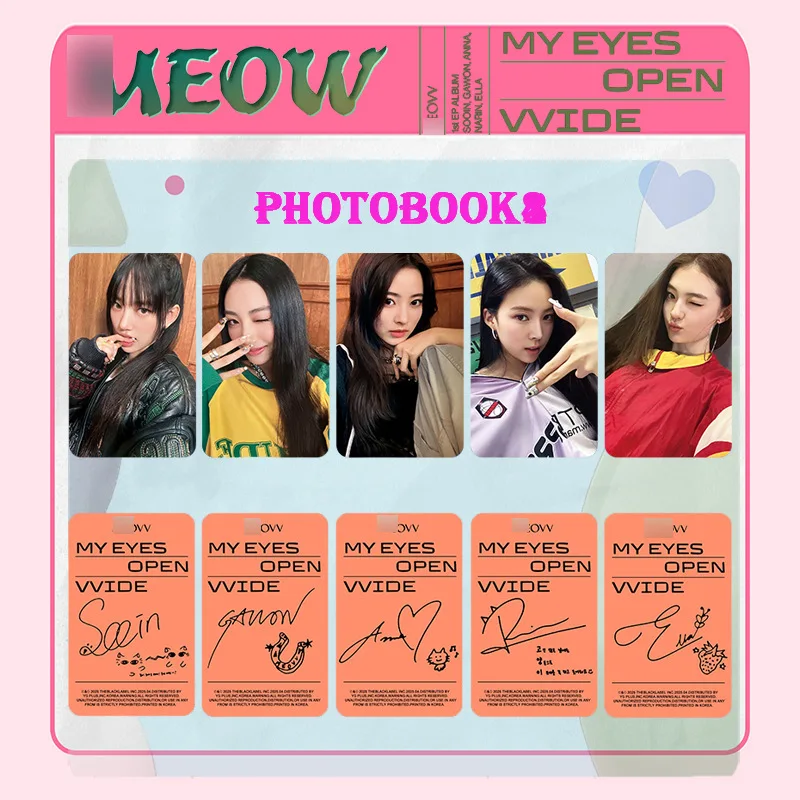 KPOP MEOVV New Album MY EYES OPEN VVIDE Series Photo Card SOOIN GAWON ANNA Fashion Photo Cards Lomo Card Fans Collection