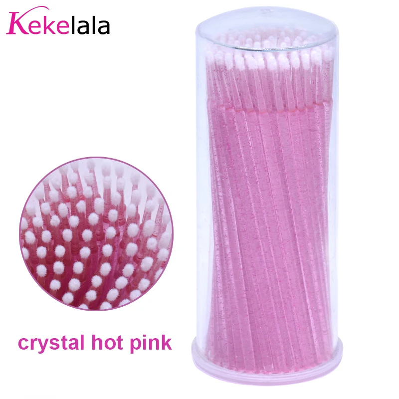 100Pcs/ Bottle Crystal  Eyelash Extension Cleaning Brush Swabs Disposable Wands Stick Spoolies Lash Perm Applicators Wholesale