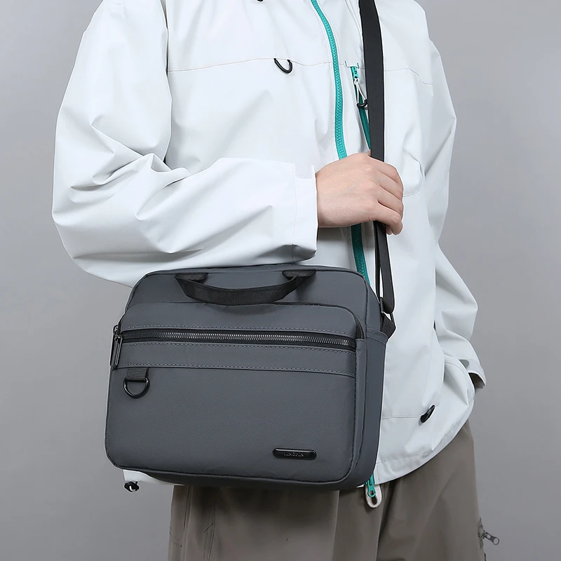 حقيبة رجالية ذات سعة كبيرة، حقيبة كتف مفردة، مقاومة للماء ومقاومة للاهتراء، جيوب متعددة للأعمال التجارية
