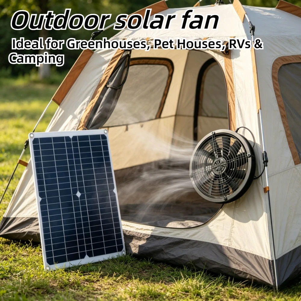 

NEW 2026 15W 25W Solar Ventilation Exhaust Fan Weatherproof Kit for Greenhouse Chicken Coop Dog House RV Shed Outdoor Durable