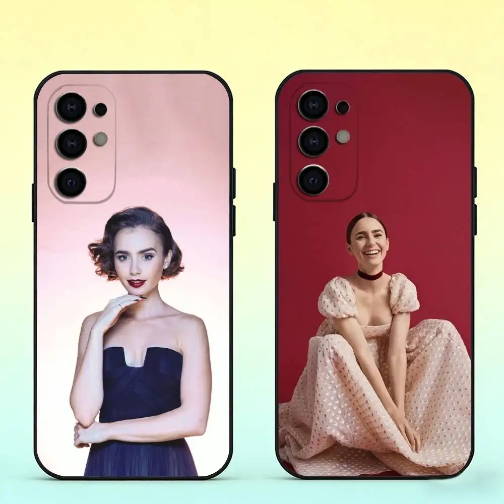 Capa de Telefone do Ator L-Lily Collins em Silicone Preto Macio para Samsung S25, S24, S21, S22, S23, S30, Ultra, S20, Plus, Fe, Lite
