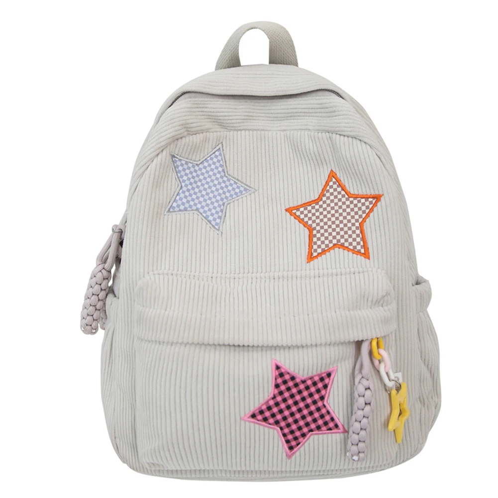 Large Capacity for Women Daypack Corduroy Star Backpack Kawaii Book Bag Trendy School Bag for Outdoor Campus Travel