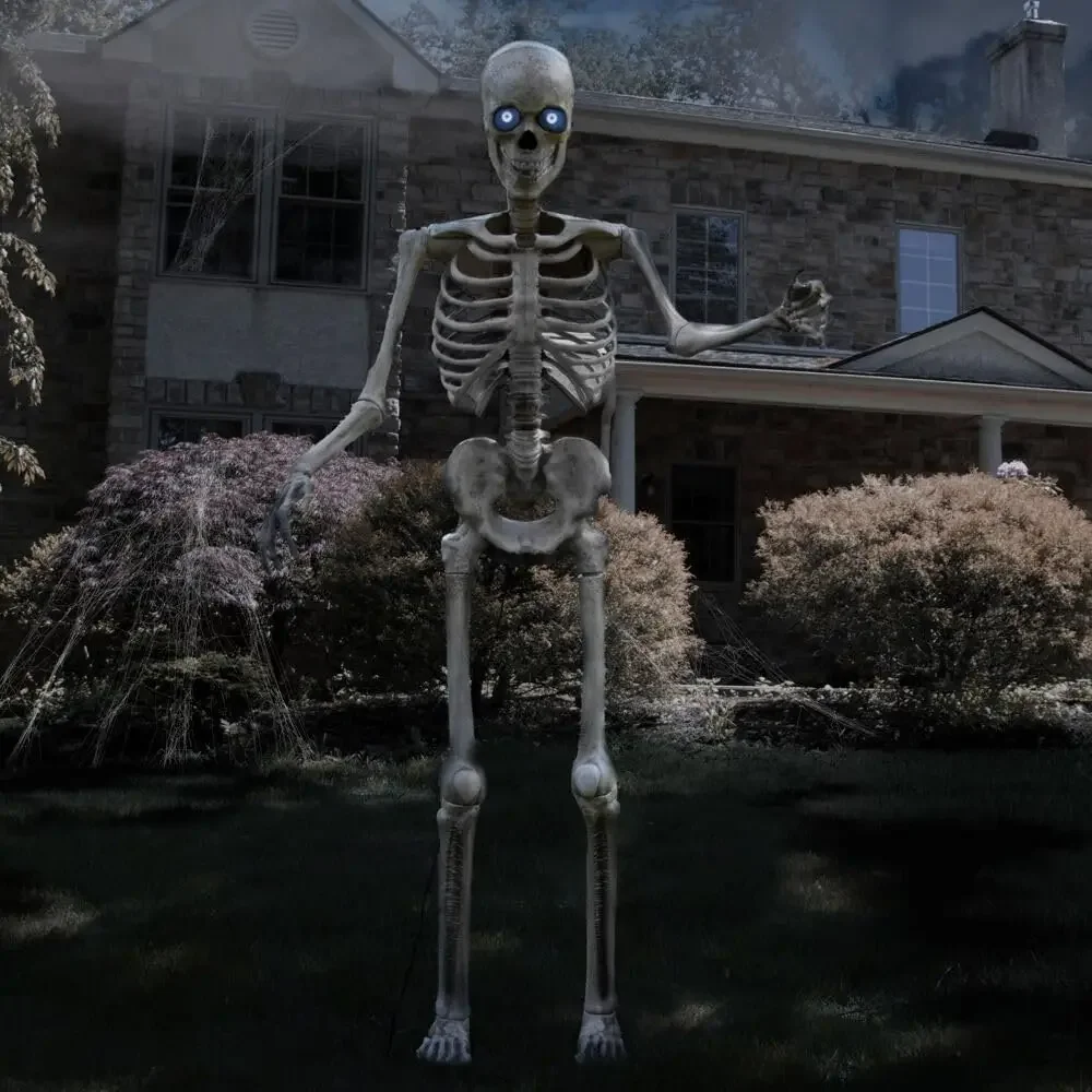 

Motion-Activated 8-Ft. Tall Towering Skeleton, Plug-in Talking Scare Prop Animatronic for Indoo