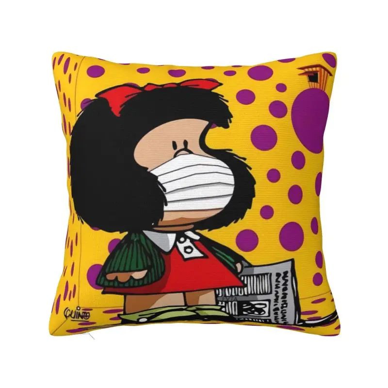 

Luxury Mafalda Quino Comic Cushion Cover 45x45cm Polyester Cartoon Manga Throw Pillow for Car Square Pillowcase Home Decorative