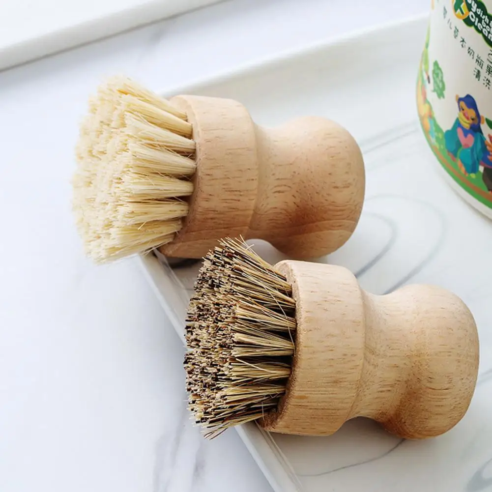 Dish Scrub Brush Bristles Wooden Handle Cleaning Remove Stain Reusable Pot Washing Kitchen Cleaning Brush