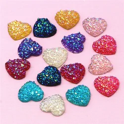 100pcs 12mm Shiny AB Resin Heart Druzy Stone Surface Rhinestone for Home Garden Crafts Cabochon Scrapbook DIY Accessories