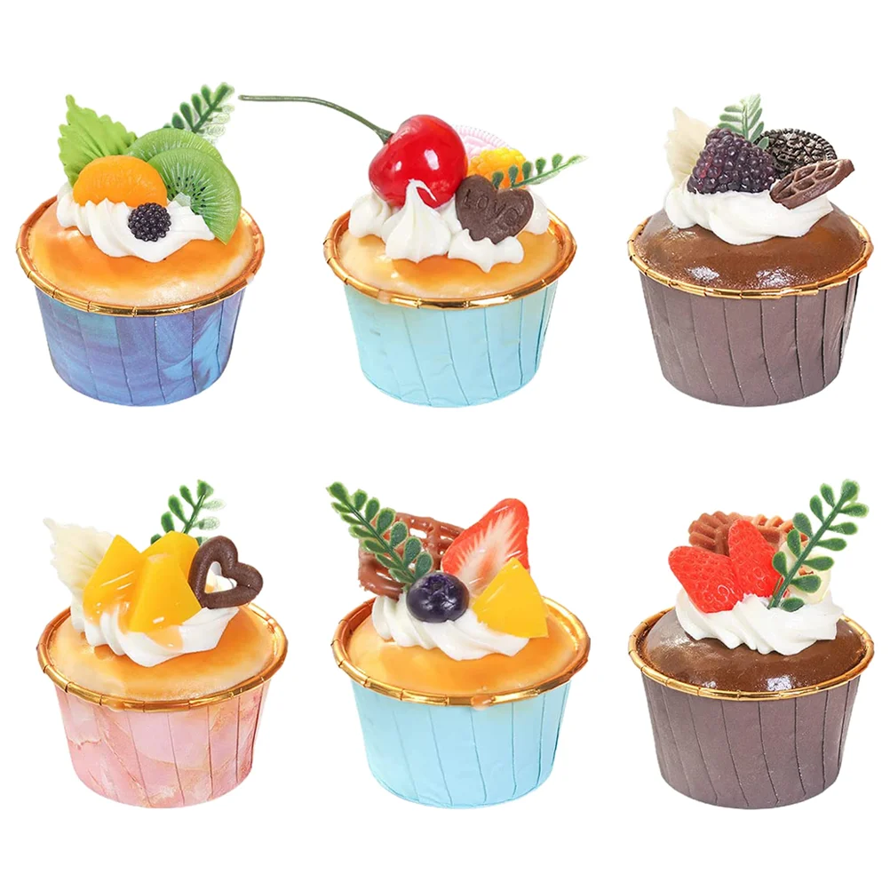 6pcs Fake Food Bakery Shop Cake Display Models Party Adornments Photography Props Simulation cake Fake Cake