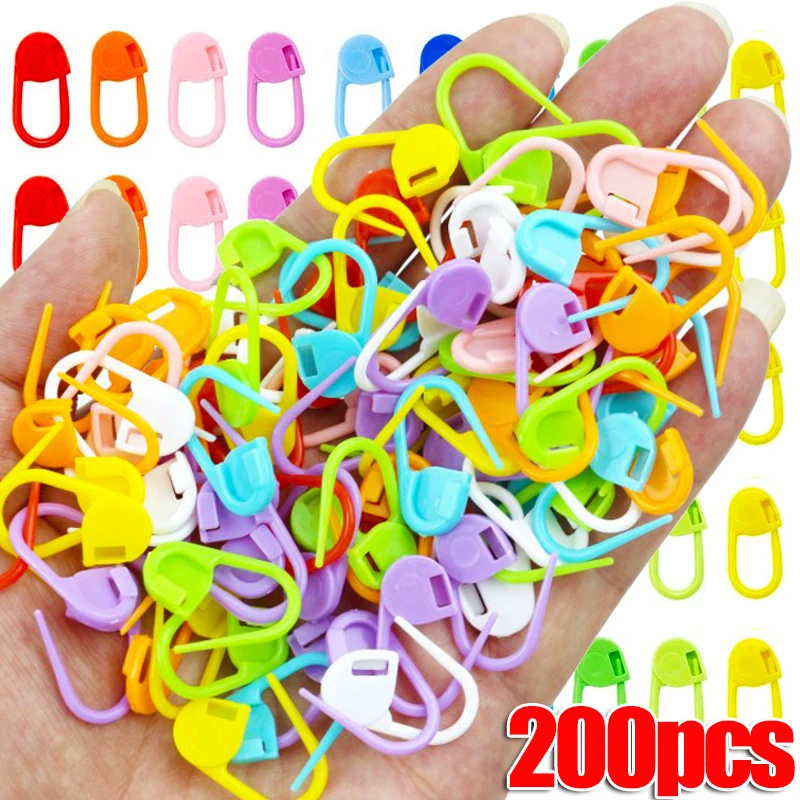 50/200PCS Knitting Marking Buckle Pins Plastic Sweater Yarn Crochet Marker Lock Ring Handmade DIY Crochet Knitting Counting Tool