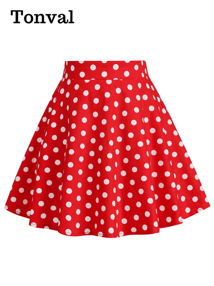 Tonval Baby Girl Polka Dot Print Vintage Skirt for Kids 50s Rockabilly Pinup Elastic Waist A-Line Skirts Children's Clothing