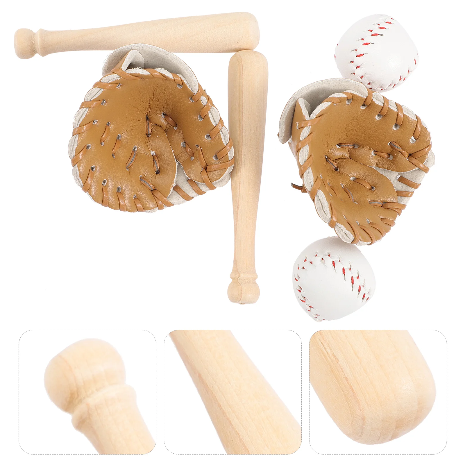 2 Sets Miniatures Sports Ball Baseball Softball Playset 1:12 Scale Glove Kids Toys