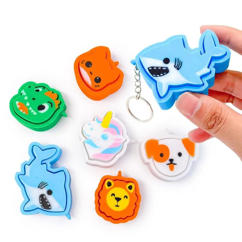 New Cute Animal Shape Keychain Stress Relief PLA Press Keyboard Keyring Dinosaur Dog Bag Accessories