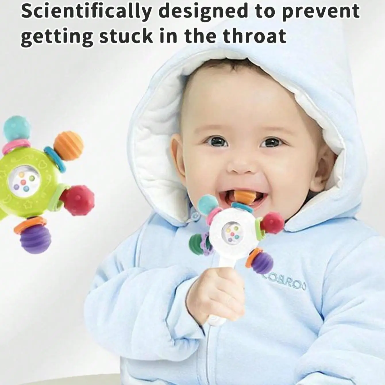 Juguete sonajero mordedor para bebé, juguete para la dentición del bebé, juguete sensorial para bebé, juguete de educación temprana, juguete de entrenamiento de habilidades motoras, regalo de cumpleaños para