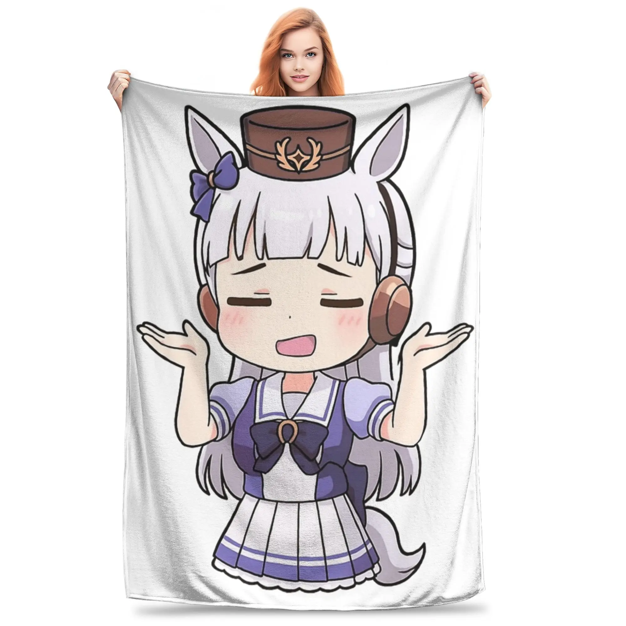 Gold Ship Meme Chibi From Uma Musume Pretty Derby Blanket Throw Blankets for Couch 50x60 Inches Multi-size Throws And Blankets