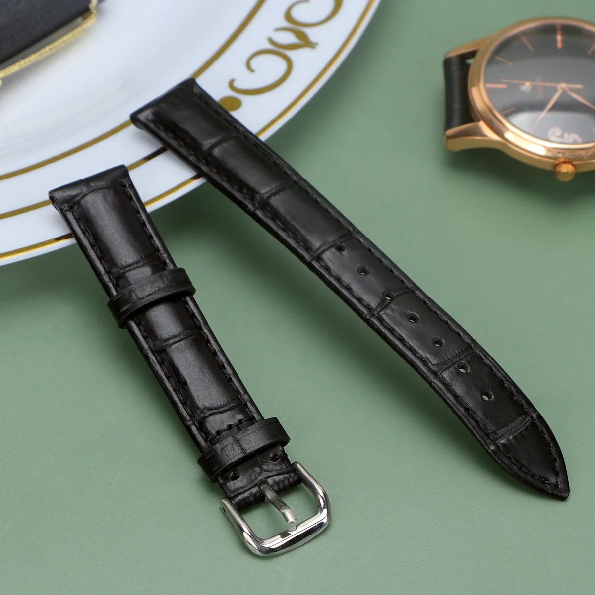 

1Pcs 16mm Premium Watch Band Classic Color Durable Stylish Sweatproof Fit Any Occasions Easy Install Remove Black