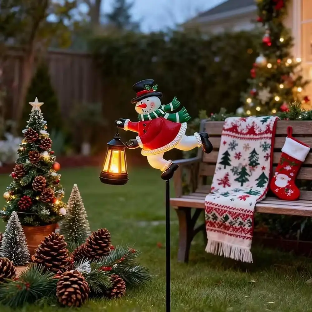 

Christmas Garden Metal Stakes Solar Light Santa Claus Xmas Yard Outdoor Decorations Festive Decorative Lights For Lawn Pathway