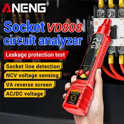 Socket Power Tester ANENG VD808 Line Detection AC/DC Voltage Measuremen Polarity Leakage NCV Voltage Sensing Electricians Tools