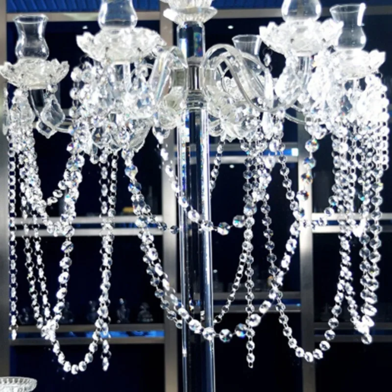 1 Meters Acrylic Glass Clear Garland Strand With Silver Rings Hanging Bead Curtain Chains Wedding Decor