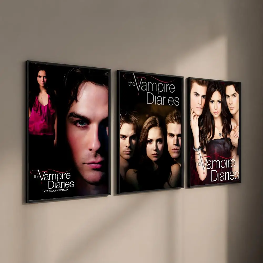 TV Series The Vampire Diaries Poster Self-adhesive Art Waterproof Paper Sticker Coffee House Bar Room Wall Decor