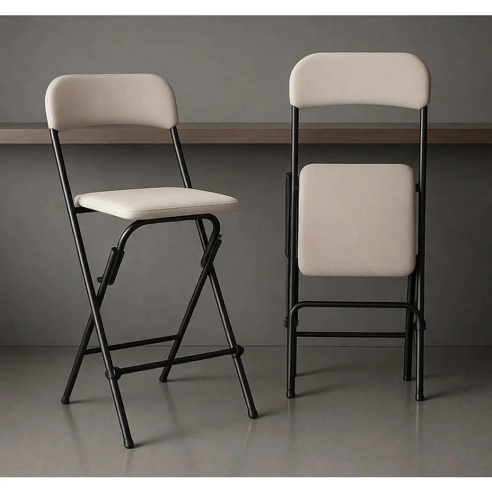 

Складной барный стул со спинкой, грузоподъемность 300 фунтов, высота 25 дюймов, комплект из 2 штук.