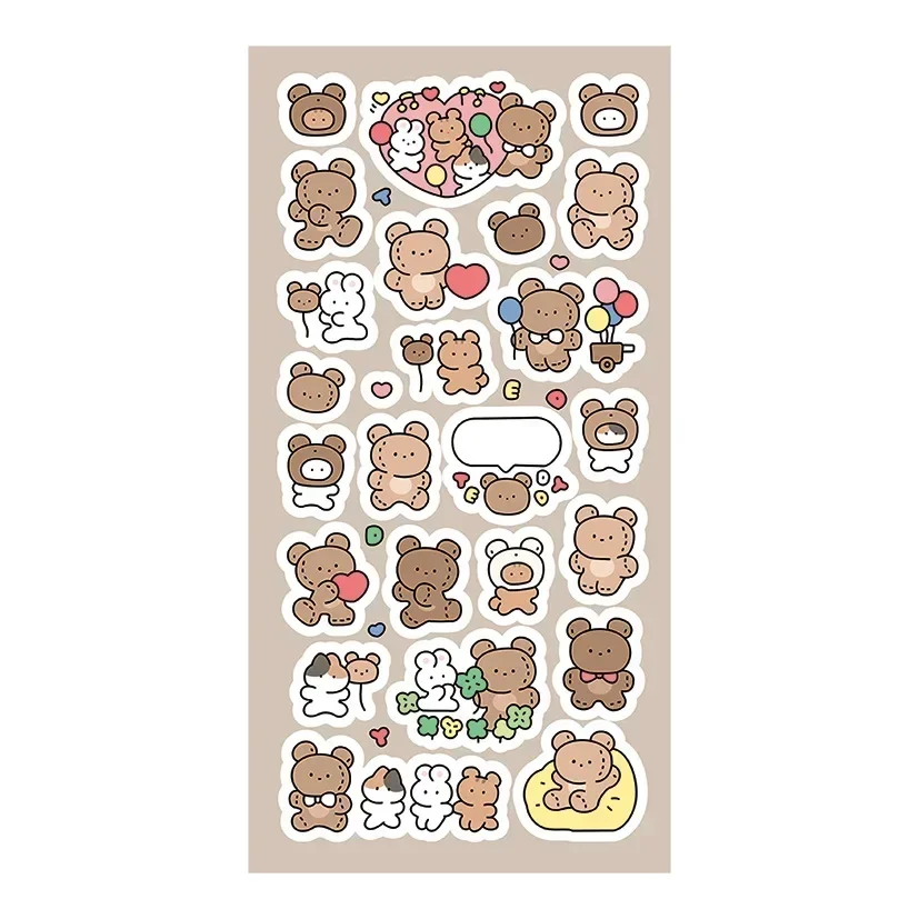 Korean Cute Cartoon Graffiti Bear Rabbit Stickers Ins Guka Handbook DIY Creative Stickers Diy Decoration Material