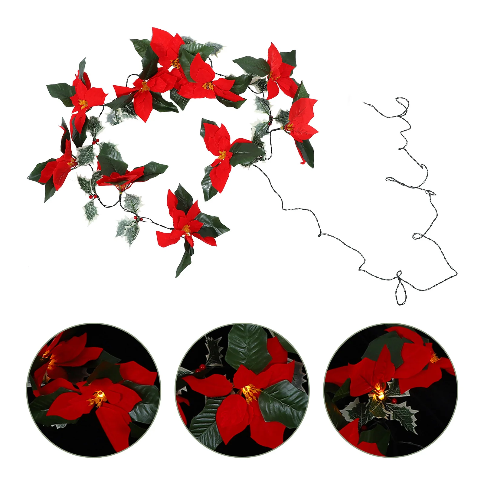 1 stks LED String Light Kerst Thema Solar Rode Bloem String Lamp Festival Party Decoratie Kerst Scène Licht