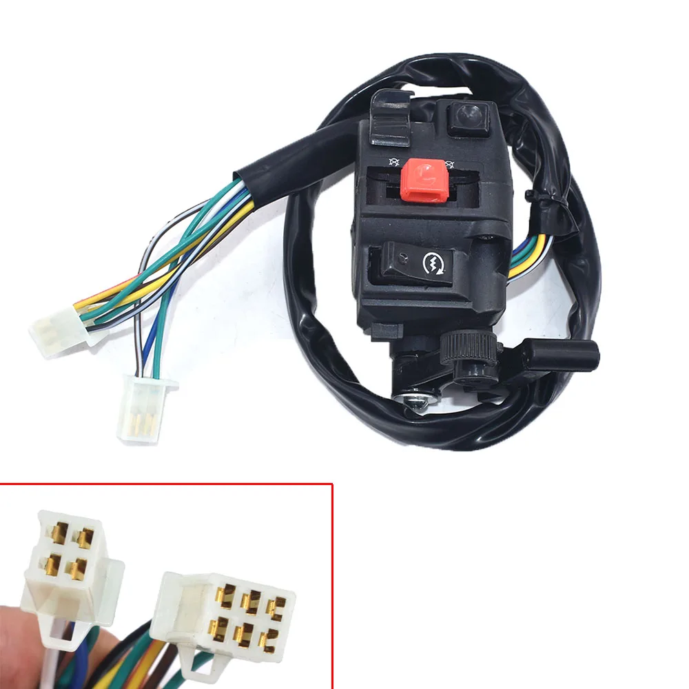 

22mm Motorcycle ATV Handlebar Control Switches Headlight Fog Lamp Light Turn Signal Horn Switch Button With 9 Wiring Harness