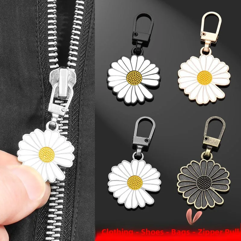

Metal Detachable Zipper Pulls Daisy Creative Replacement for Jackets Raincoats Bags Repair Accessories Home Sewing DIY Parts