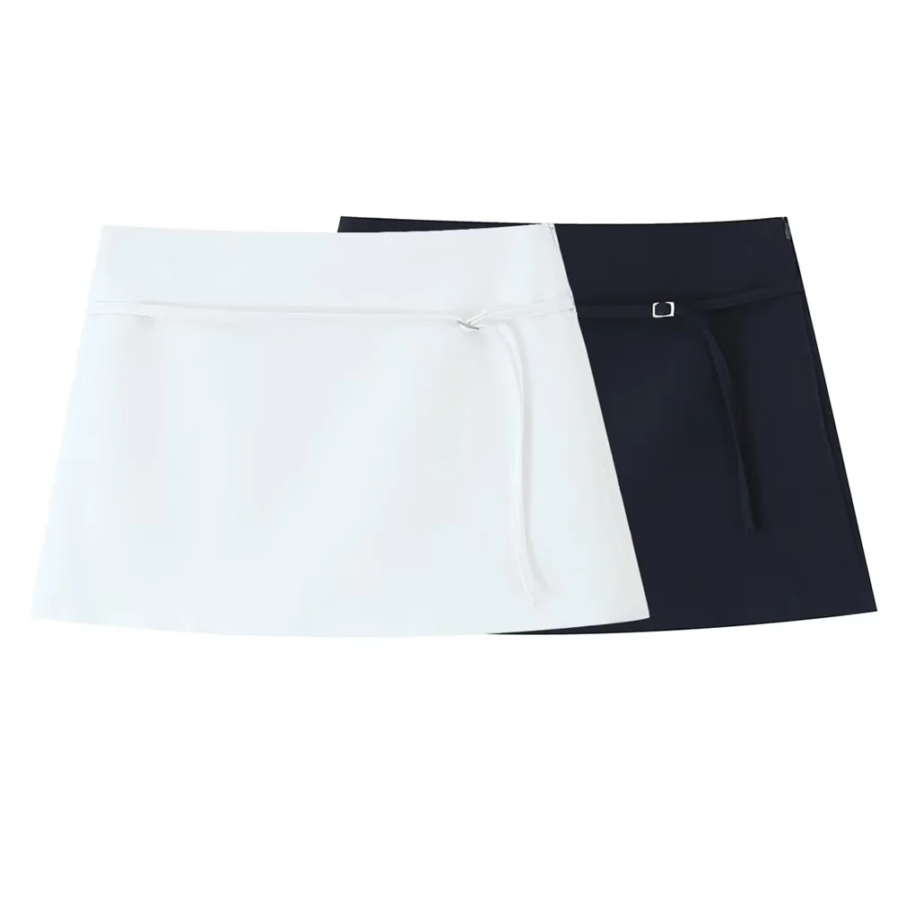 Jupes élégantes et simples pour femmes, couleur unie, fermeture éclair, ceinture, décoration, décontractées, polyvalentes, taille moyenne, nouveau produit