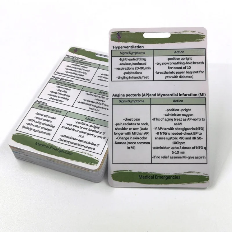 Custom  Nursing Student Internship Contrast Practice Plastic ID Badge Reference Cards For Nurse