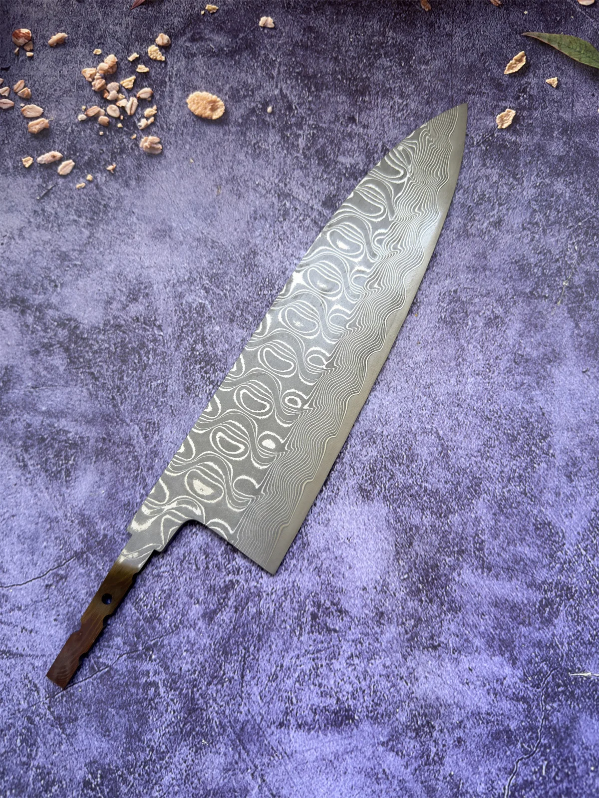 RHON 8.5/9.5inch DIY Double Edge Deba Knife Blank Blade Japanese Chef's Kitchen Salmon Fish Bone Chopping Knives Without Handle view 3
