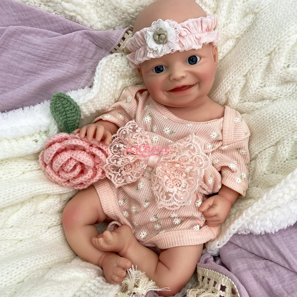 

Реалистичная кукла-реборн 17 дюймов с открытым ртом, голубыми глазами, силиконовая, ручная роспись кожи, текстура и вены, утяжеленная кукла-девочка